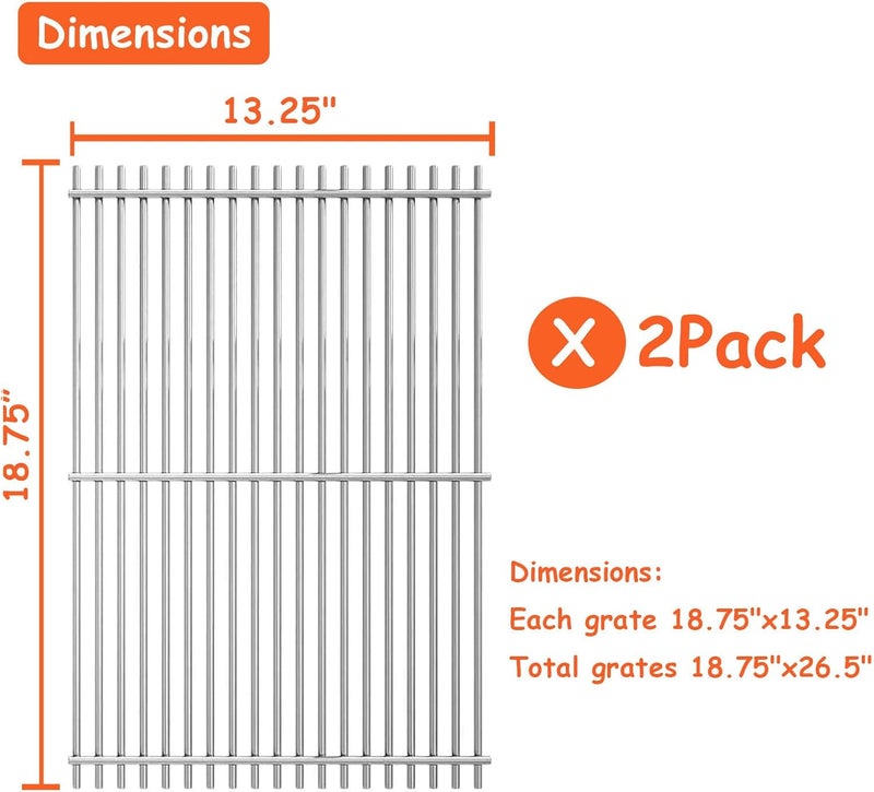 LOCVCDA 18.75" Stainless Steel Cooking Grate for Weber Genesis II 300 and Genesis II LX 300 Series Gas Grills, Genesis ll LX E/S-340, Genesis ll S-310, Genesis ll 310/335, Replacement Parts for Weber 66095 - Image 2